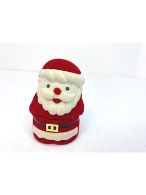 Santa Claus Flocked Trinket Box With Nativity Inside
